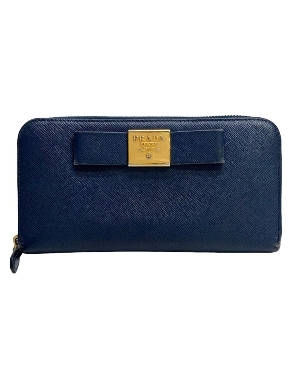 Prada Wallet Navy Ribbon Leather
